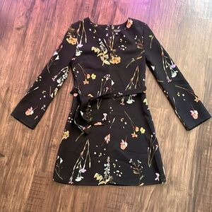 Topshop Floral dress with waist tie